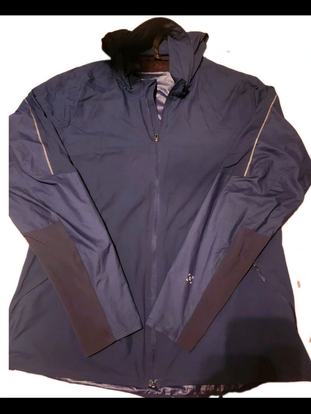 Lululemon Mens Navy Blue Lightweight Track Athletic Jackets Tuck In Hood Large